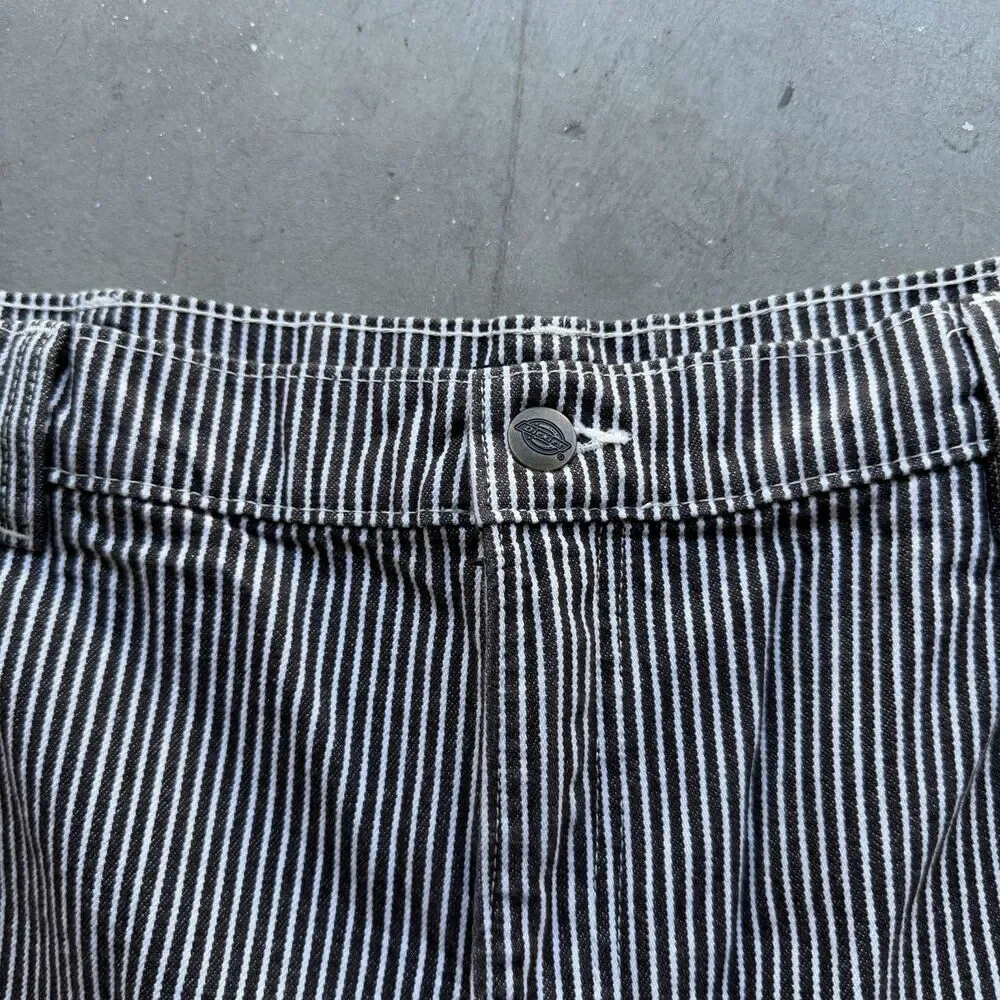 Dickies Hickory Striped Carpenter Shorts Mens Size 36 Workwear Utility Denim